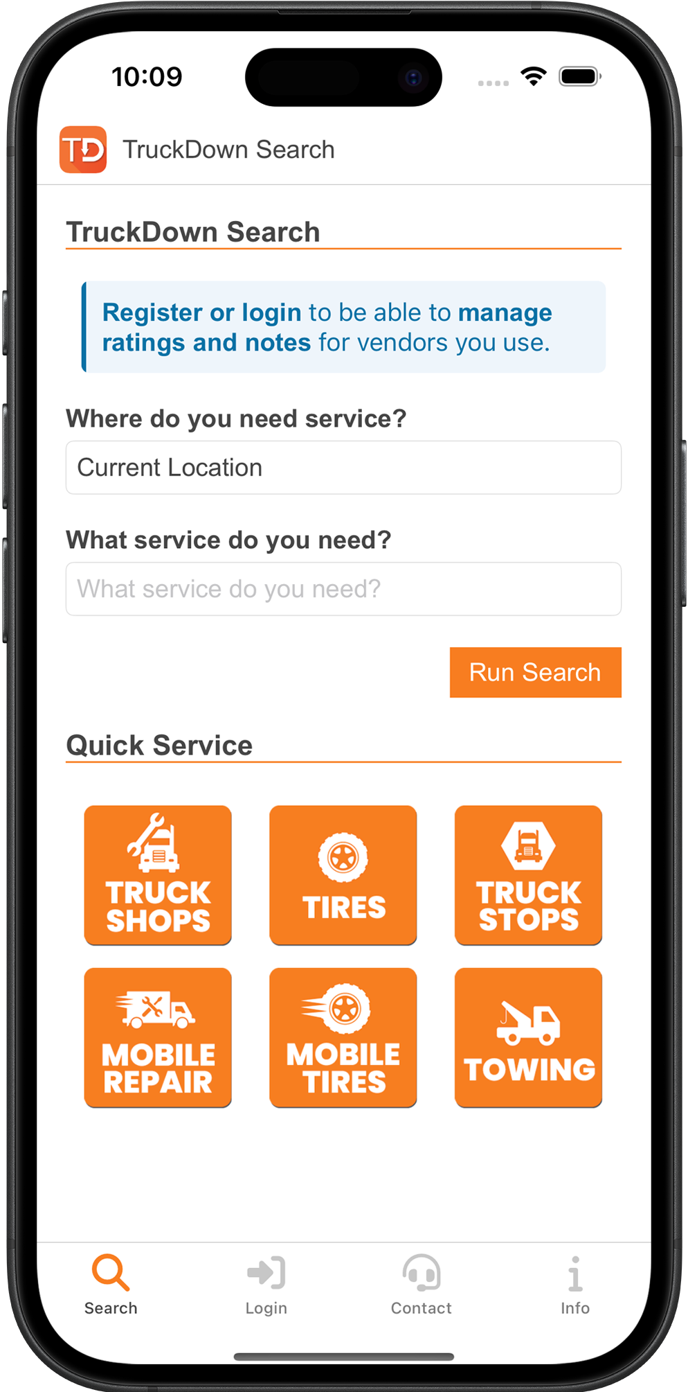 Search by Location and Category App Screen