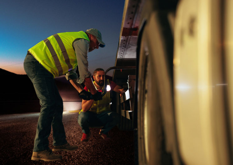 A tablet and mobile phone screens with Truckdown app open